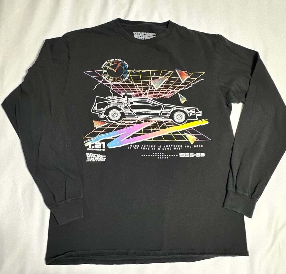 Back to the Future Long Sleeve Shirt Size M Black
